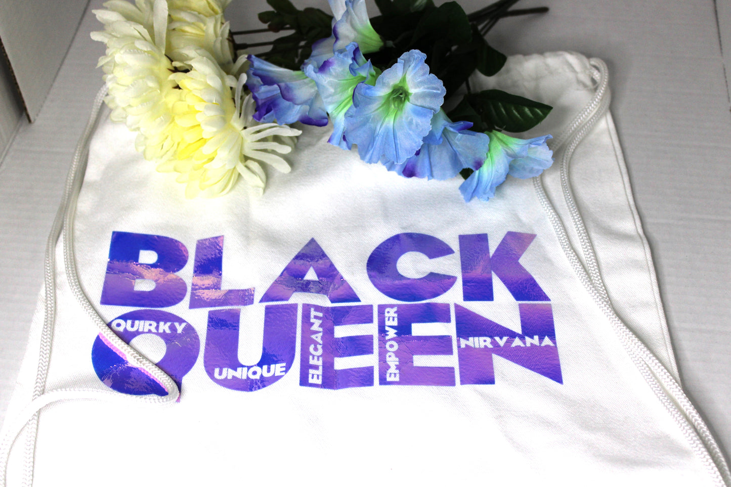 Black Queen Drawstring Bag