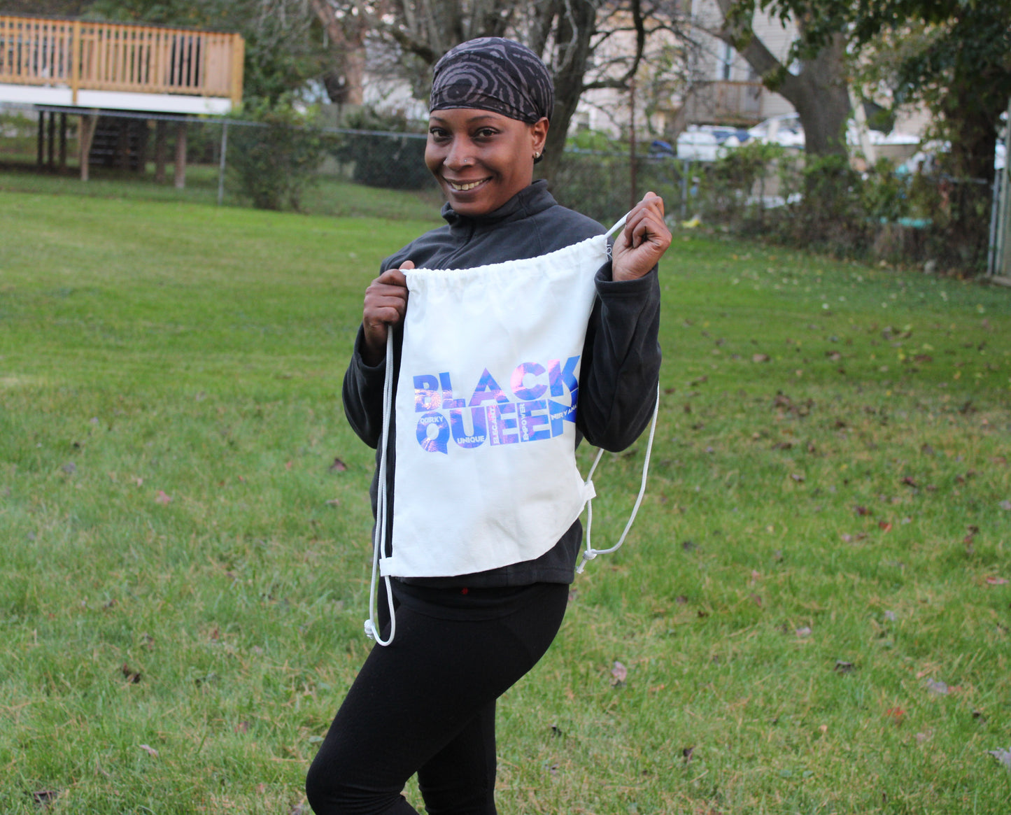 Black Queen Drawstring Bag