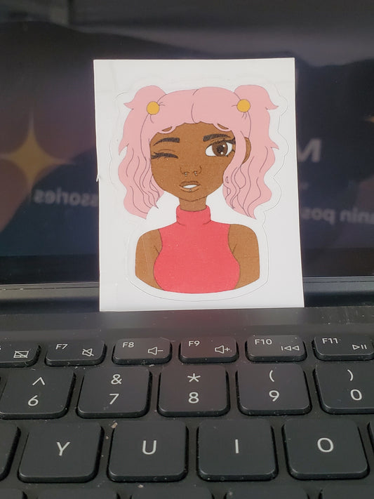 Pink Hair Girl Sticker